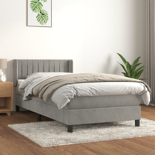 Giroletto a Molle con Materasso Grigio Chiaro 100x200cm Velluto | homemem39
