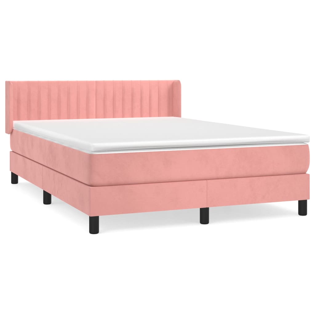 Giroletto a Molle con Materasso Rosa 140x190 cm in Velluto | homemem39