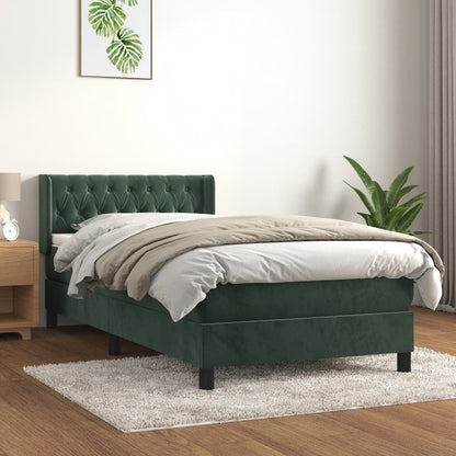 Giroletto a Molle con Materasso Verde Scuro 90x200 cm Velluto - homemem39