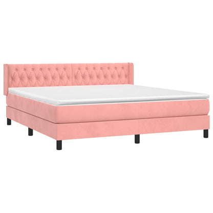 Giroletto a Molle con Materasso Rosa 180x200 cm in Velluto | homemem39