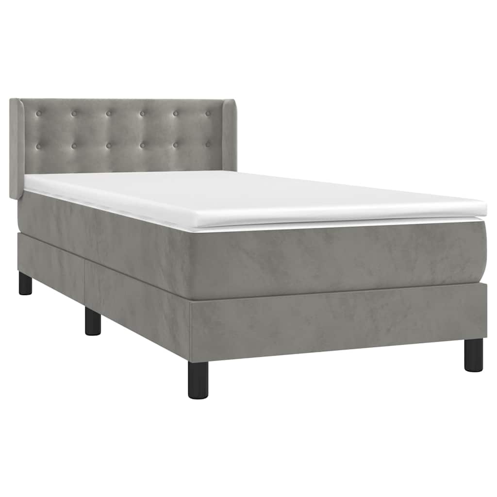 Giroletto a Molle con Materasso Grigio Chiaro 90x200 cm Velluto
