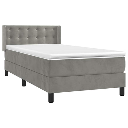 Giroletto a Molle con Materasso Grigio Chiaro 90x200 cm Velluto