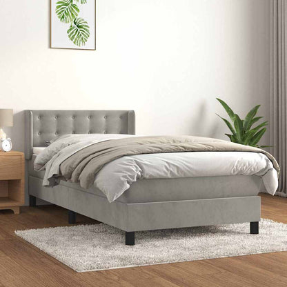 Giroletto a Molle con Materasso Grigio Chiaro 90x200 cm Velluto