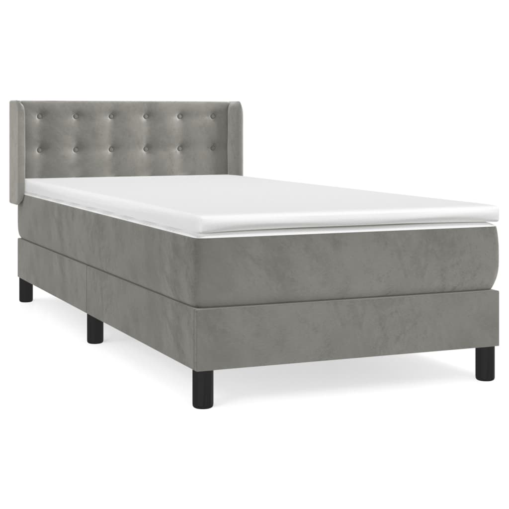 Giroletto a Molle con Materasso Grigio Chiaro 100x200cm Velluto | homemem39