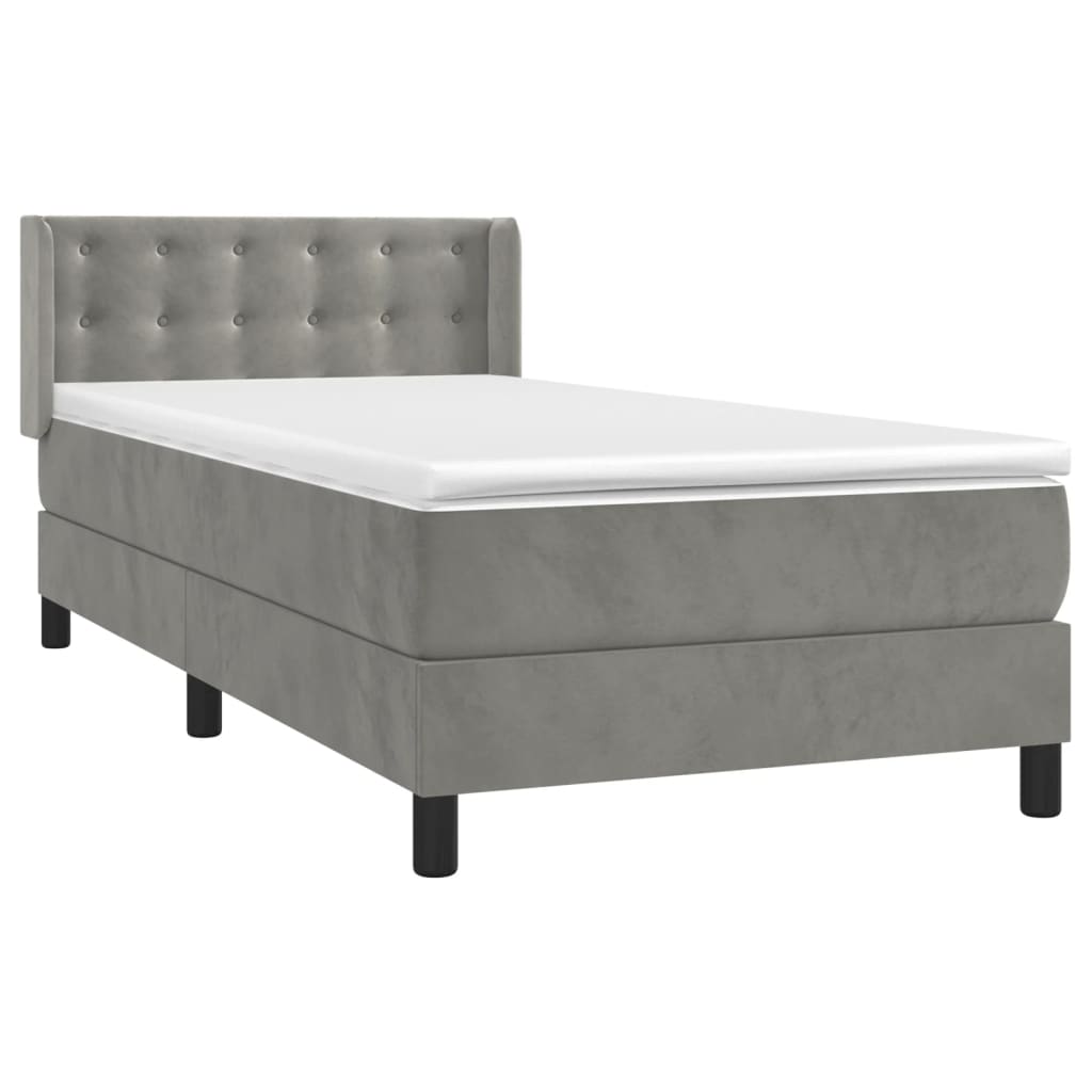 Giroletto a Molle con Materasso Grigio Chiaro 100x200cm Velluto | homemem39