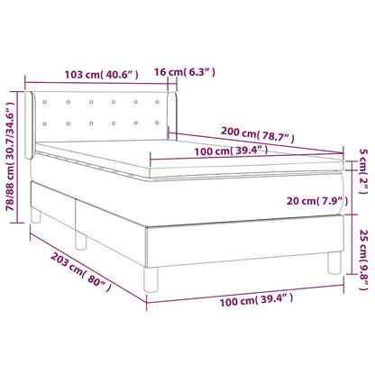 Giroletto a Molle con Materasso Blu Scuro 100x200 cm in Velluto | homemem39