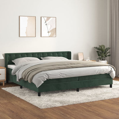 Giroletto a Molle con Materasso Verde Scuro 200x200 cm Velluto - homemem39