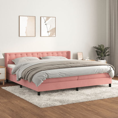 Giroletto a Molle con Materasso Rosa 200x200 cm in Velluto - homemem39