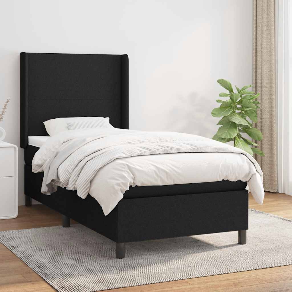 Giroletto a Molle con Materasso Nero 90x190 cm in Tessuto | homemem39