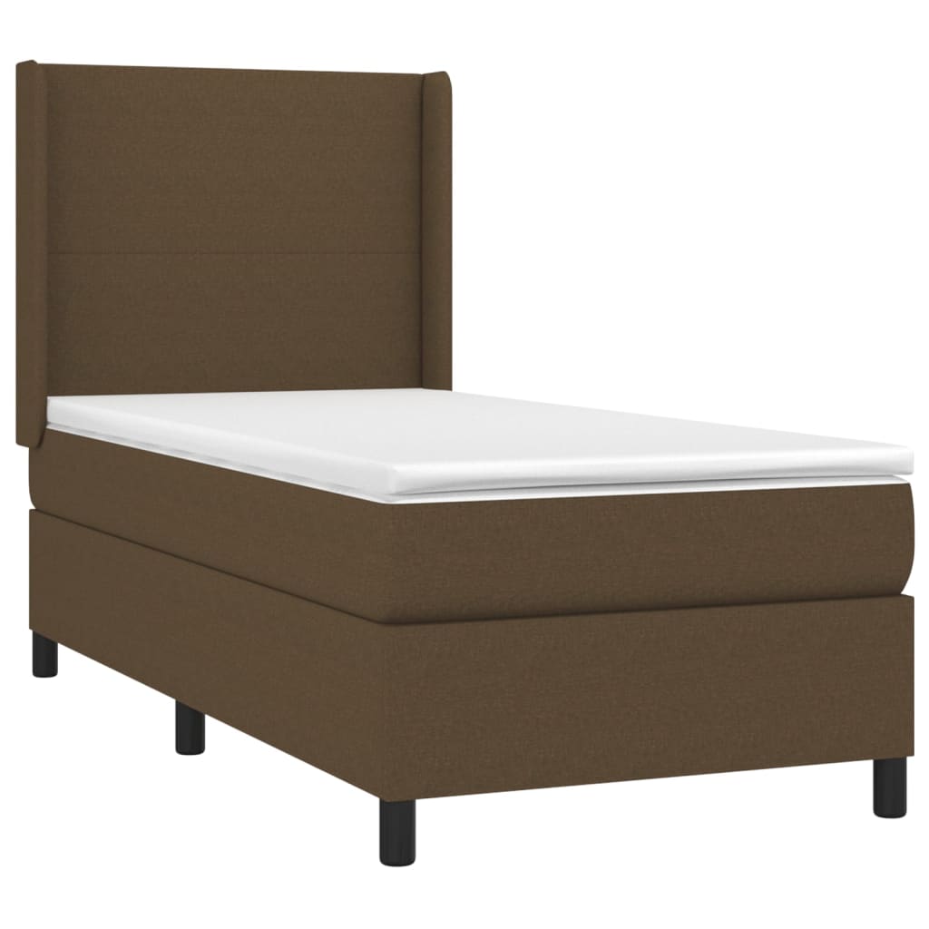 Giroletto a Molle con Materasso Marrone Scuro 100x200cm Tessuto | homemem39