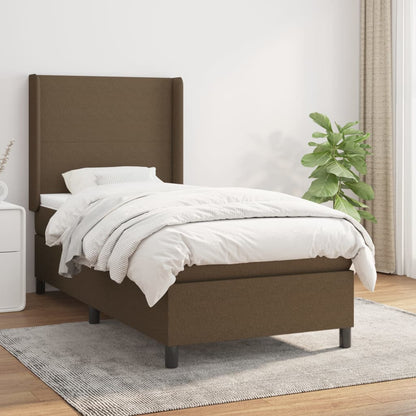 Giroletto a Molle con Materasso Marrone Scuro 100x200cm Tessuto | homemem39
