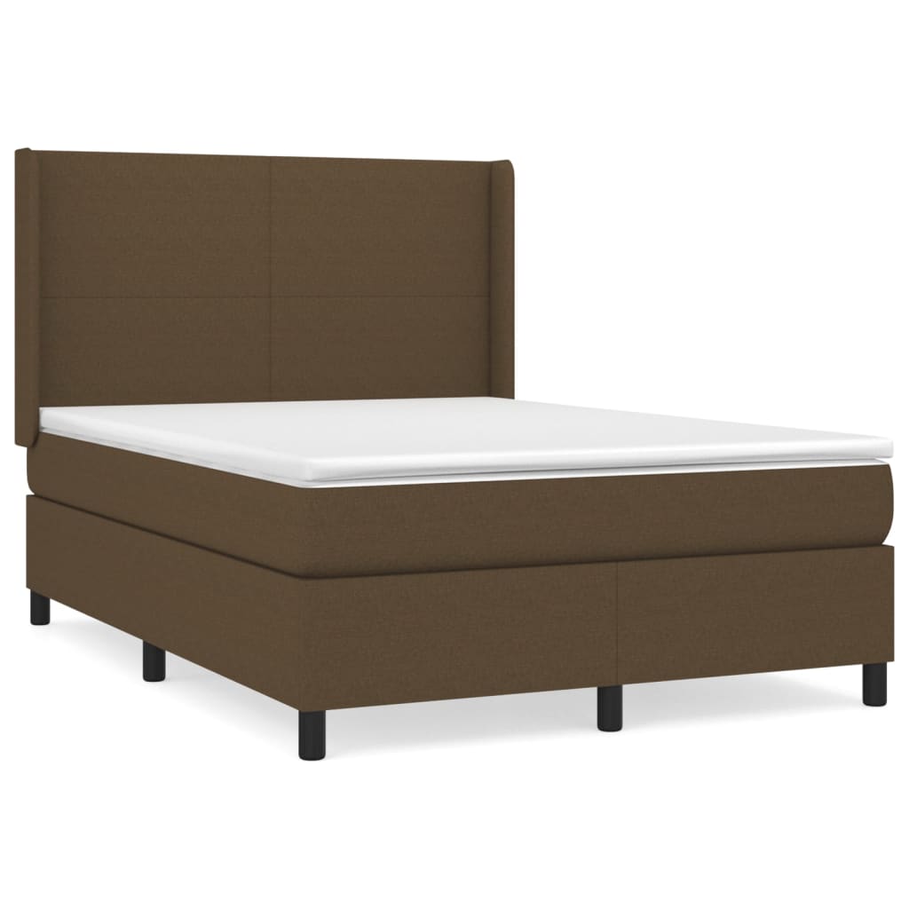 Giroletto a Molle con Materasso Marrone Scuro 140x190cm Tessuto | homemem39