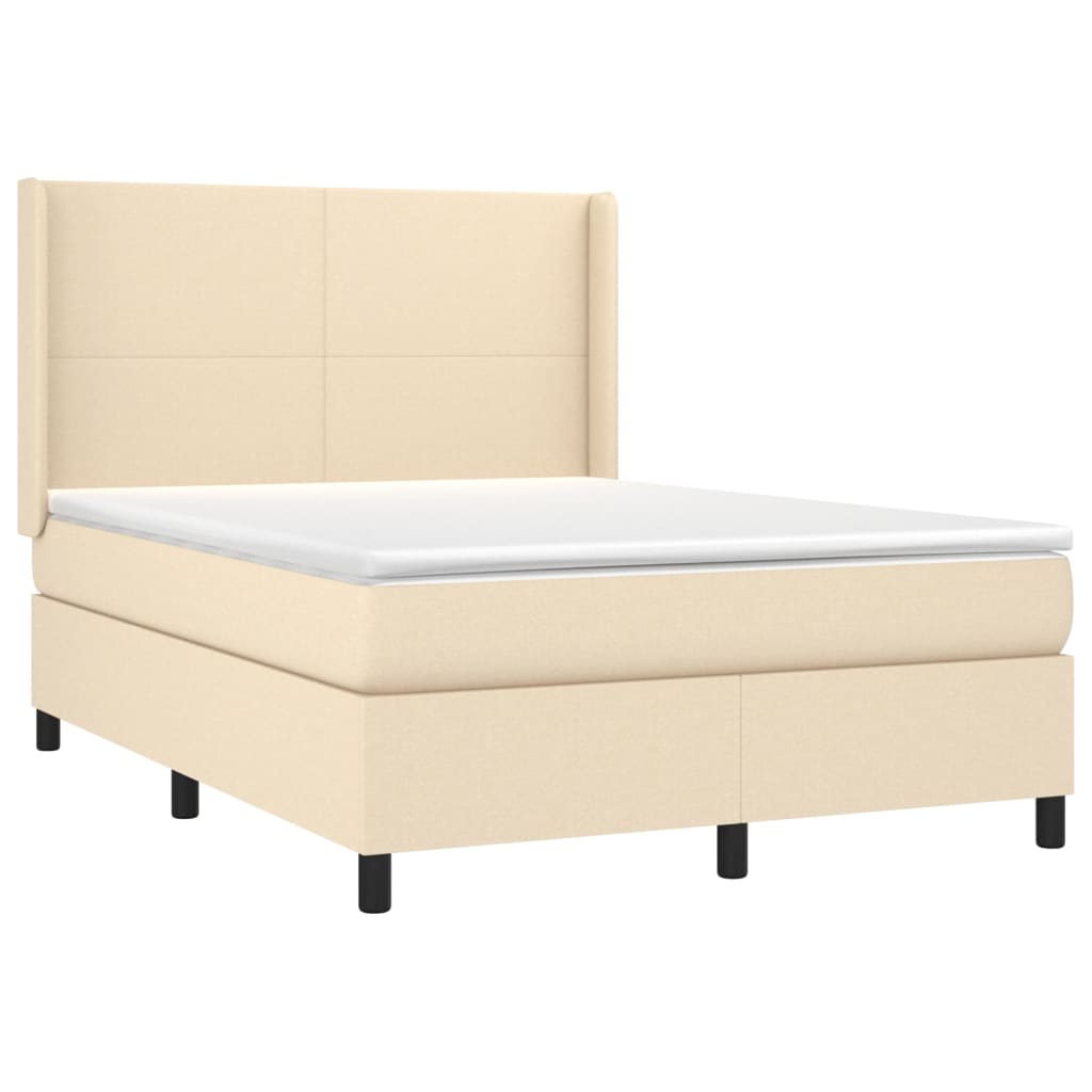 Giroletto a Molle con Materasso Crema 140x19 cm in Tessuto | homemem39