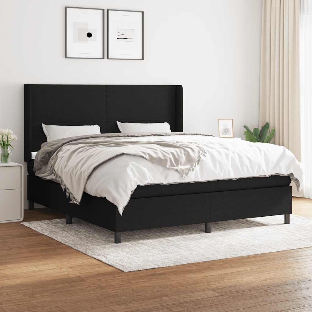 Giroletto a Molle con Materasso Nero 160x200 cm in Tessuto | homemem39
