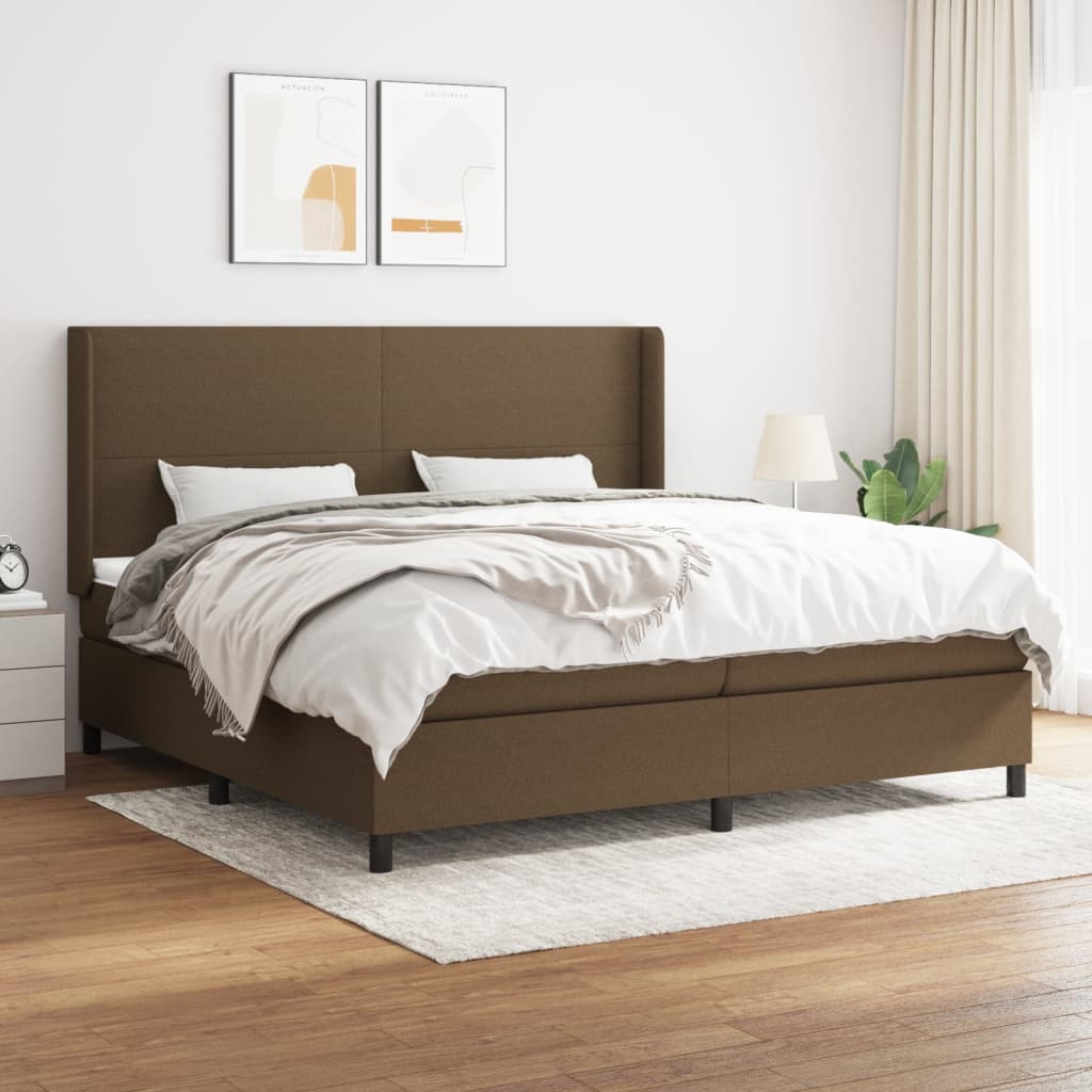 Giroletto a Molle con Materasso Marrone Scuro 200x200cm Tessuto | homemem39