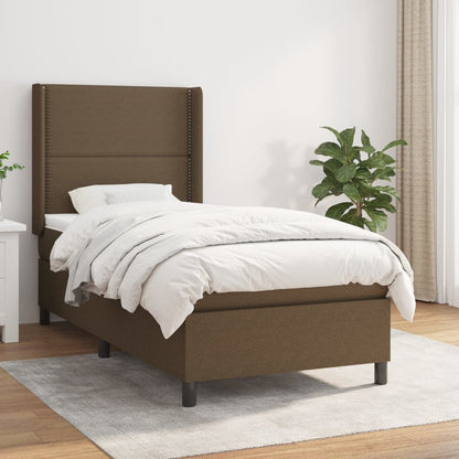 Giroletto a Molle con Materasso Marrone Scuro 90x200 cm Tessuto | homemem39