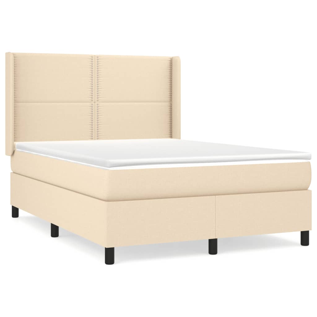 Giroletto a Molle con Materasso Crema 140x19 cm in Tessuto | homemem39