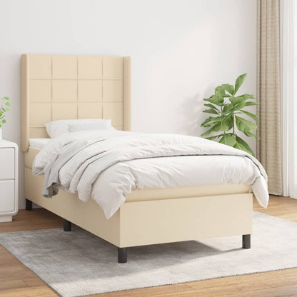 Giroletto a Molle con Materasso Crema 90x190 cm in Tessuto | homemem39