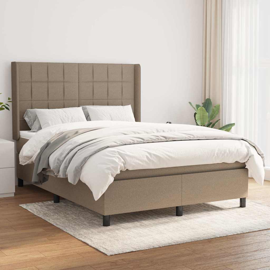 Giroletto a Molle con Materasso Tortora 140x190 cm in Tessuto