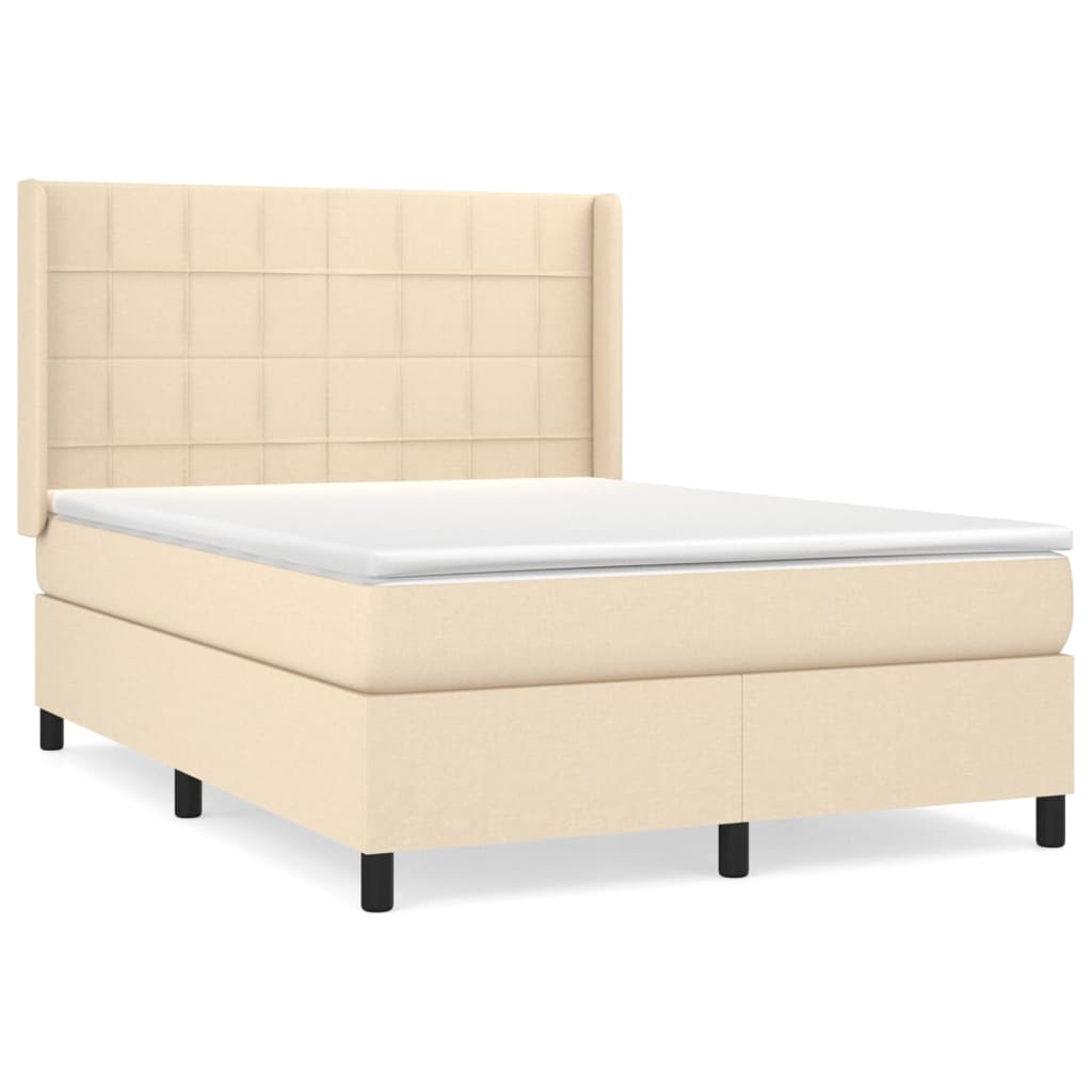 Giroletto a Molle con Materasso Crema 140x19 cm in Tessuto | homemem39