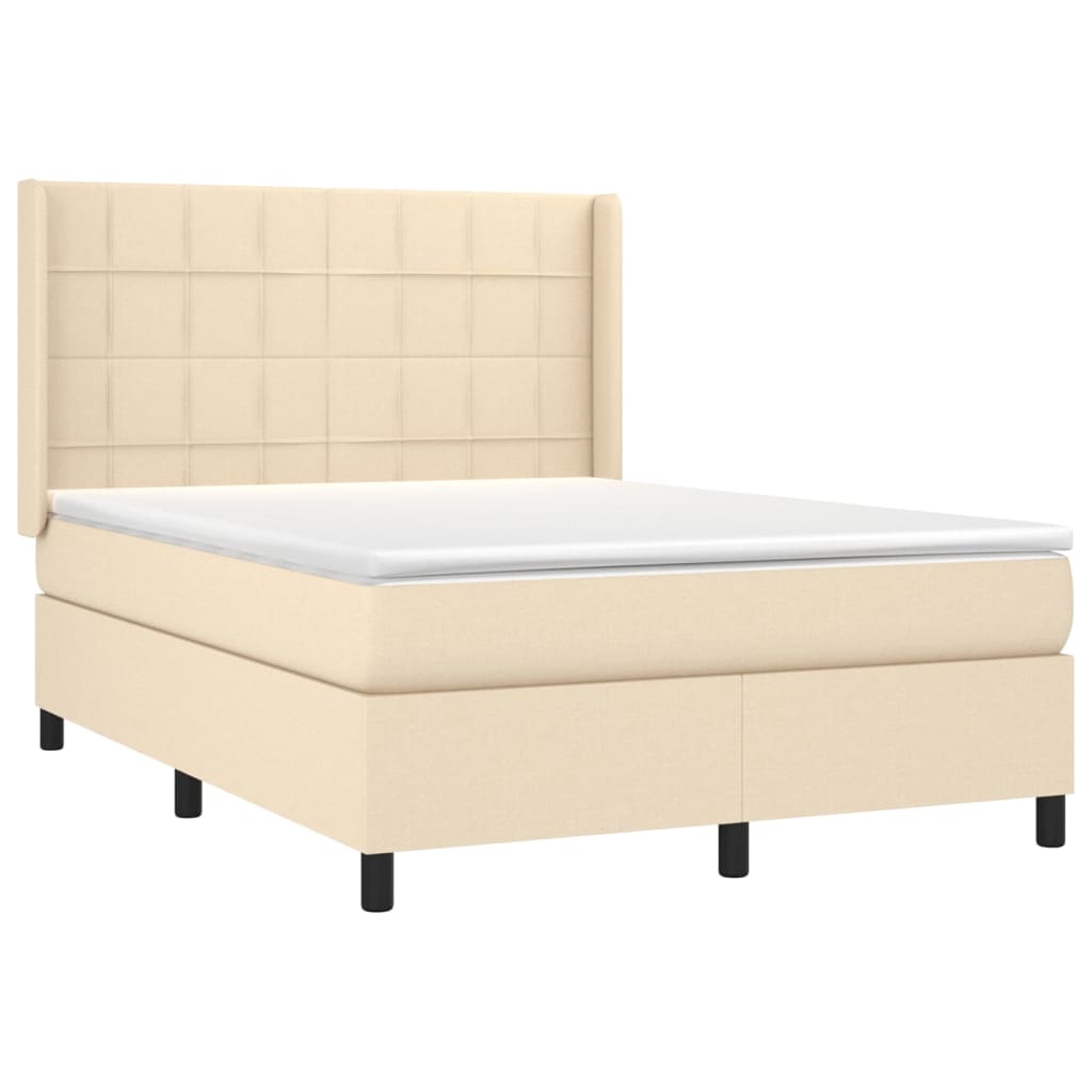 Giroletto a Molle con Materasso Crema 140x19 cm in Tessuto | homemem39