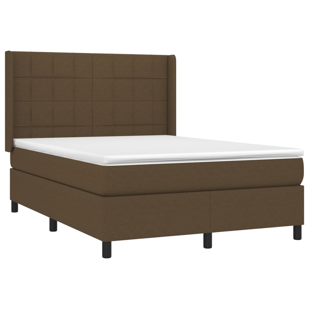 Giroletto a Molle con Materasso Marrone Scuro 140x200cm Tessuto | homemem39