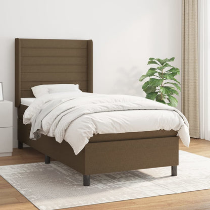 Giroletto a Molle con Materasso Marrone Scuro 80x200 cm Tessuto | homemem39