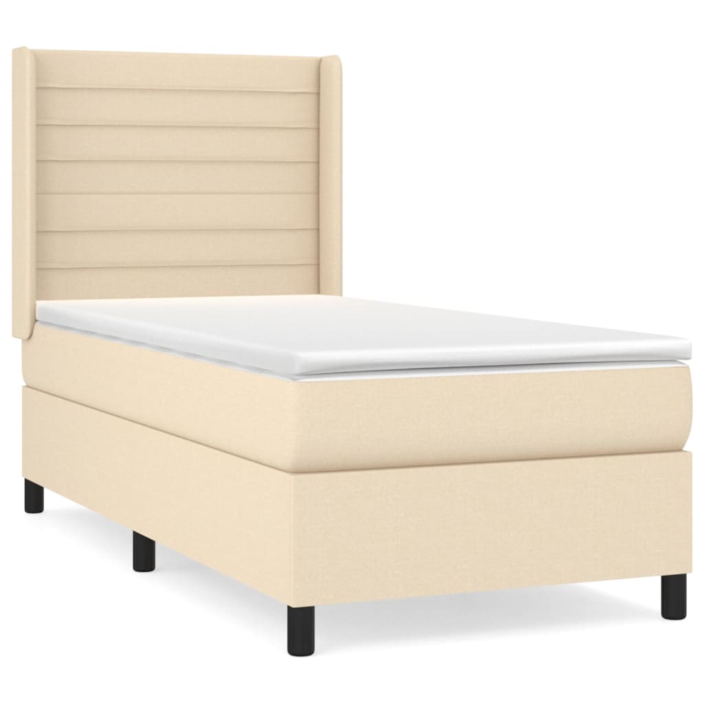 Giroletto a Molle con Materasso Crema 90x190 cm in Tessuto | homemem39