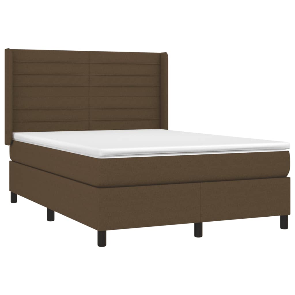 Giroletto a Molle con Materasso Marrone Scuro 140x200cm Tessuto | homemem39