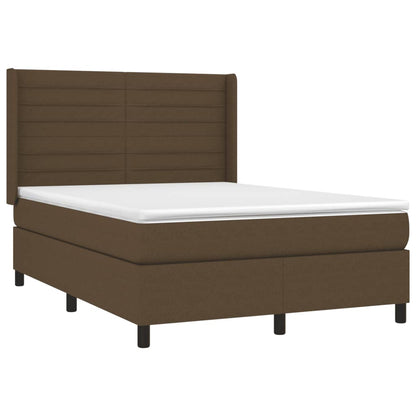 Giroletto a Molle con Materasso Marrone Scuro 140x200cm Tessuto | homemem39