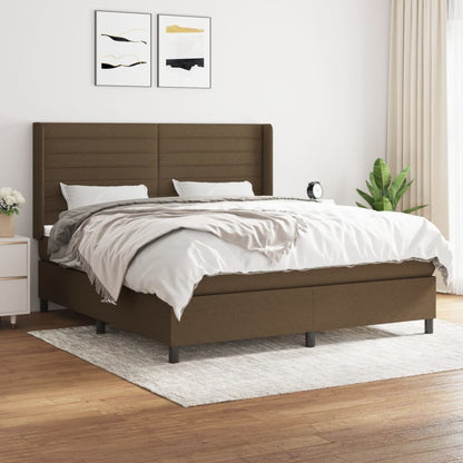Giroletto a Molle con Materasso Marrone Scuro 160x200cm Tessuto | homemem39