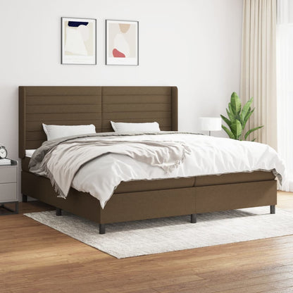 Giroletto a Molle con Materasso Marrone Scuro 200x200cm Tessuto | homemem39
