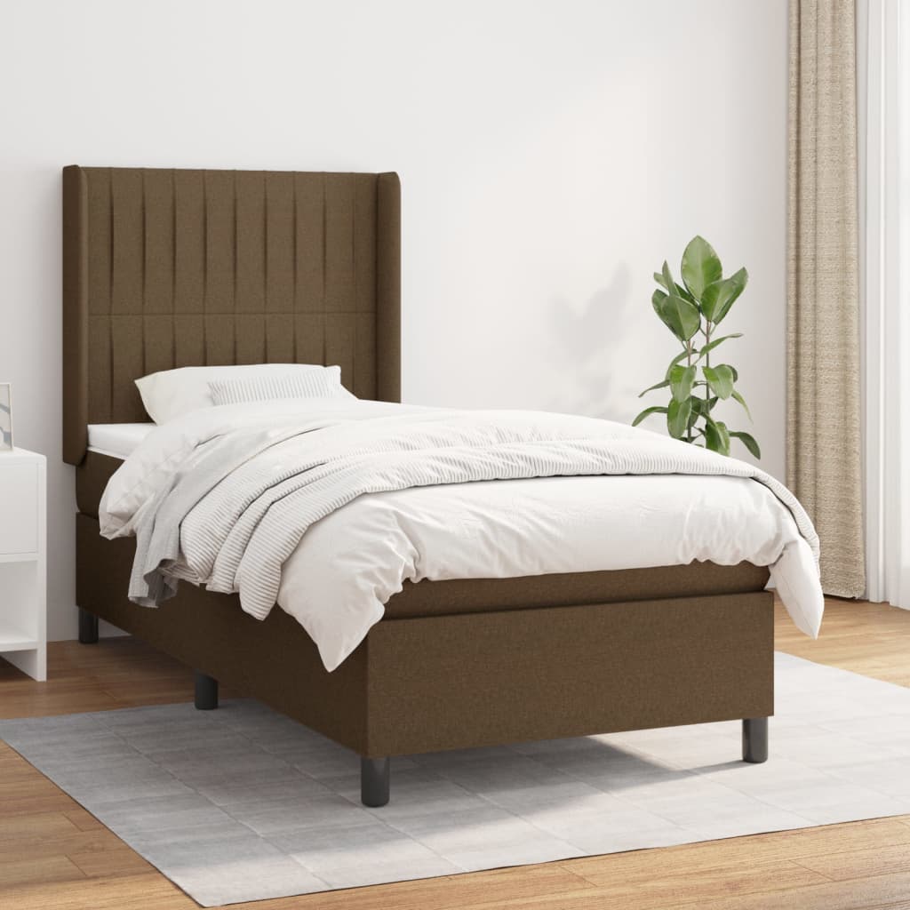 Giroletto a Molle con Materasso Marrone Scuro 80x200 cm Tessuto | homemem39