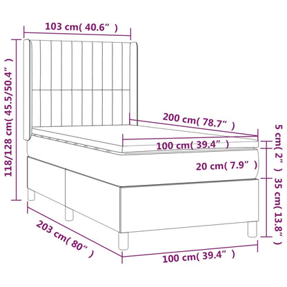 Giroletto a Molle con Materasso Marrone Scuro 100x200cm Tessuto | homemem39