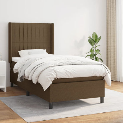 Giroletto a Molle con Materasso Marrone Scuro 100x200cm Tessuto | homemem39