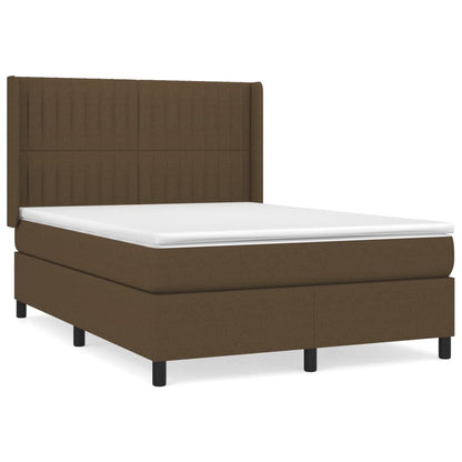 Giroletto a Molle con Materasso Marrone Scuro 140x200cm Tessuto | homemem39