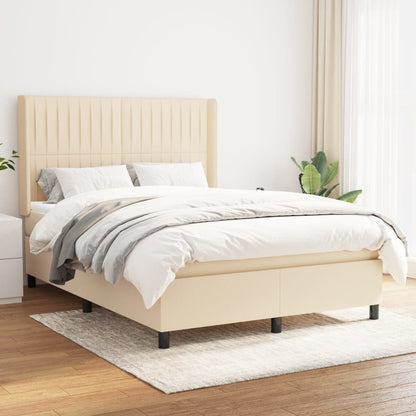 Giroletto a Molle con Materasso Crema 140x200 cm in Tessuto | homemem39