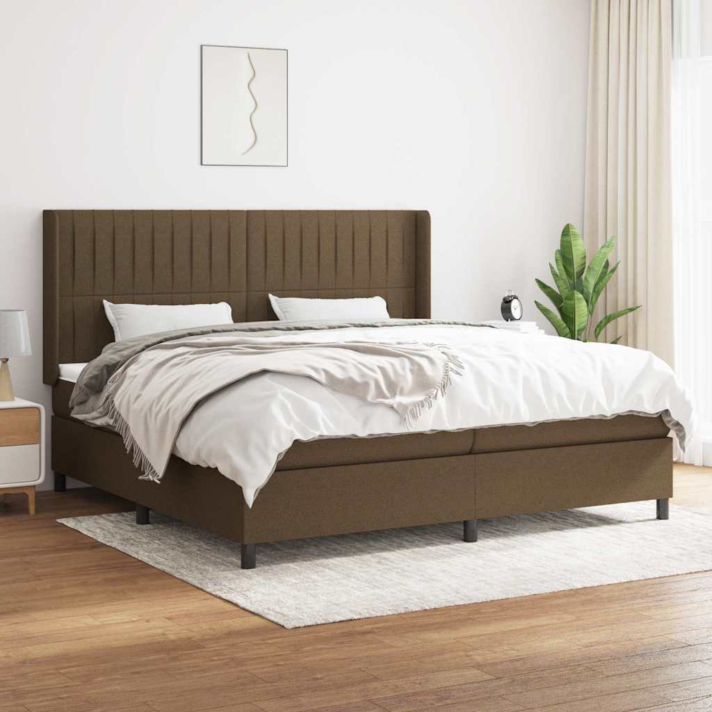 Giroletto a Molle con Materasso Marrone Scuro 200x200cm Tessuto