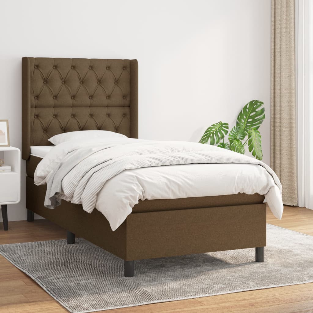 Giroletto a Molle con Materasso Marrone Scuro 80x200 cm Tessuto | homemem39