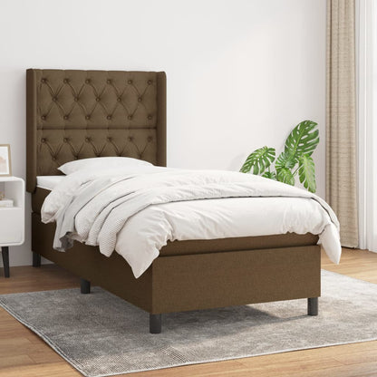 Giroletto a Molle con Materasso Marrone Scuro 80x200 cm Tessuto | homemem39