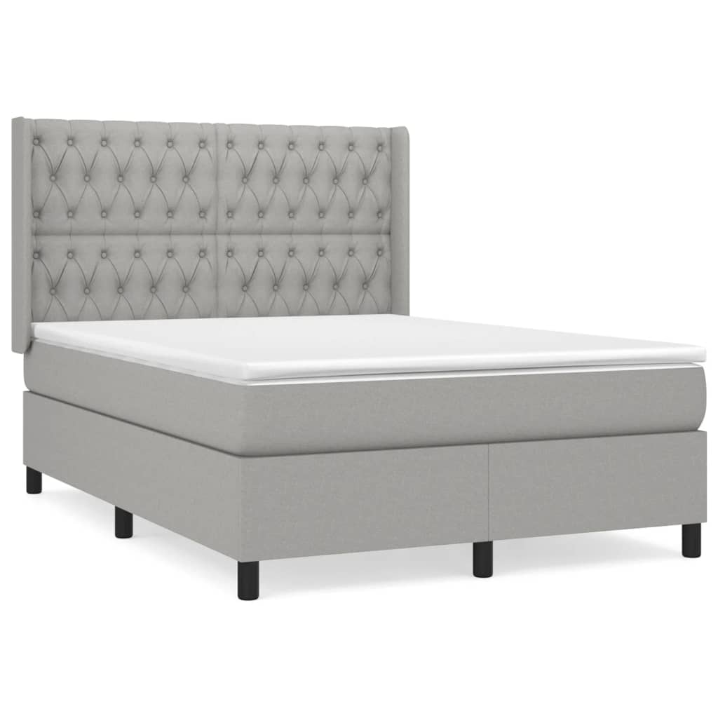 Giroletto a Molle con Materasso Grigio Chiaro 140x190cm Tessuto | homemem39