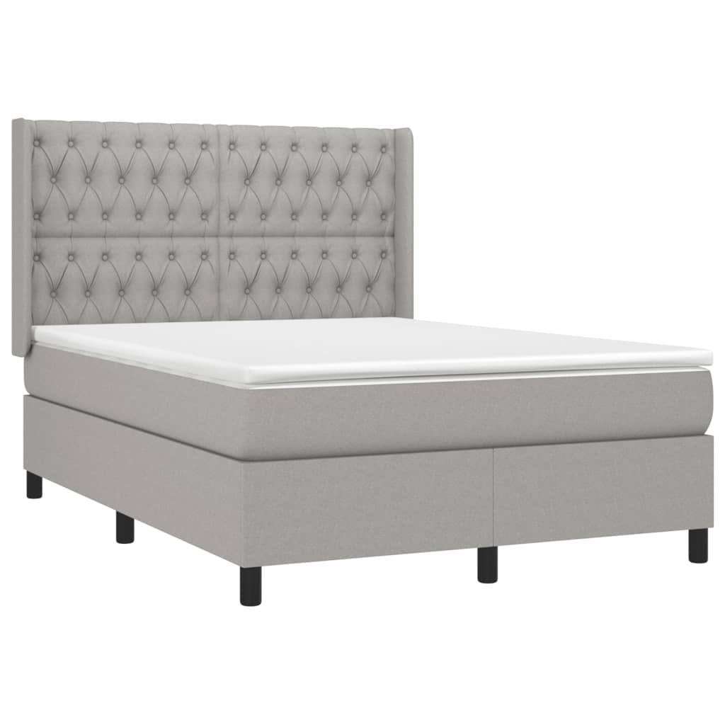 Giroletto a Molle con Materasso Grigio Chiaro 140x190cm Tessuto | homemem39