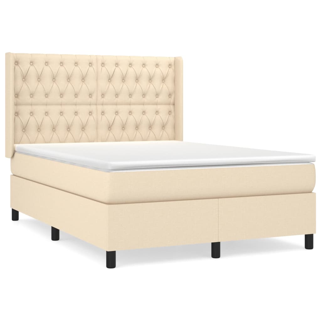 Giroletto a Molle con Materasso Crema 140x19 cm in Tessuto | homemem39