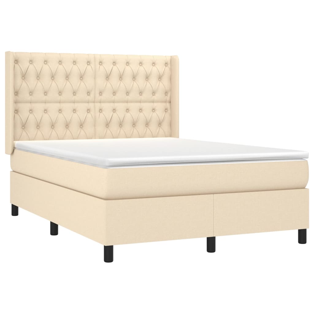 Giroletto a Molle con Materasso Crema 140x19 cm in Tessuto | homemem39