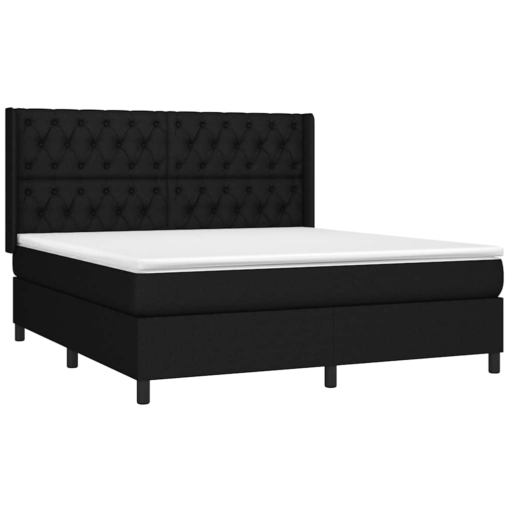 Giroletto a Molle con Materasso Nero 160x200 cm in Tessuto | homemem39