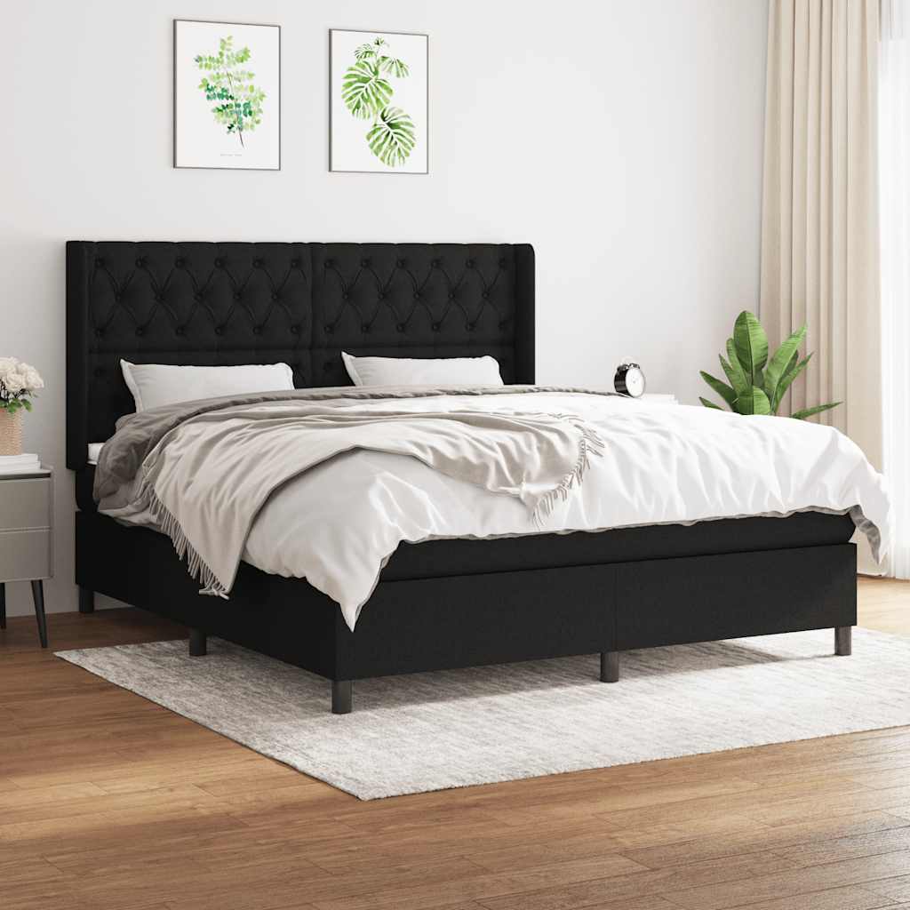 Giroletto a Molle con Materasso Nero 160x200 cm in Tessuto | homemem39