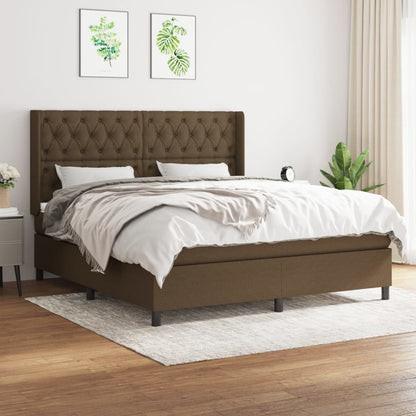 Giroletto a Molle con Materasso Marrone Scuro 160x200cm Tessuto | homemem39