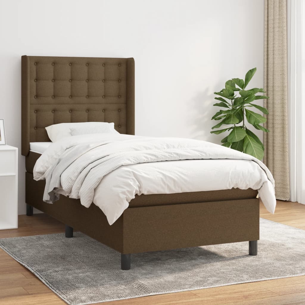 Giroletto a Molle con Materasso Marrone Scuro 80x200 cm Tessuto | homemem39