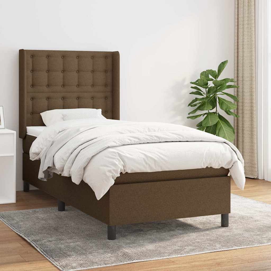 Giroletto a Molle con Materasso Marrone Scuro 80x200 cm Tessuto