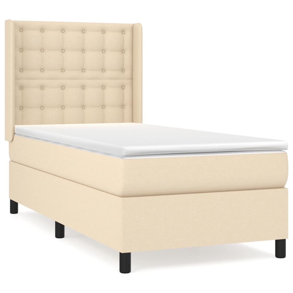Giroletto a Molle con Materasso Crema 90x190 cm in Tessuto | homemem39